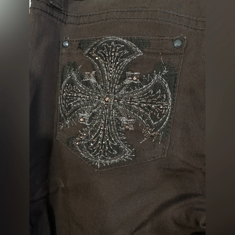 Code Bleu Annette Jeans | Size 14/31 | Brown Embellished Pockets | Stretch Fit - Picture 5 of 8